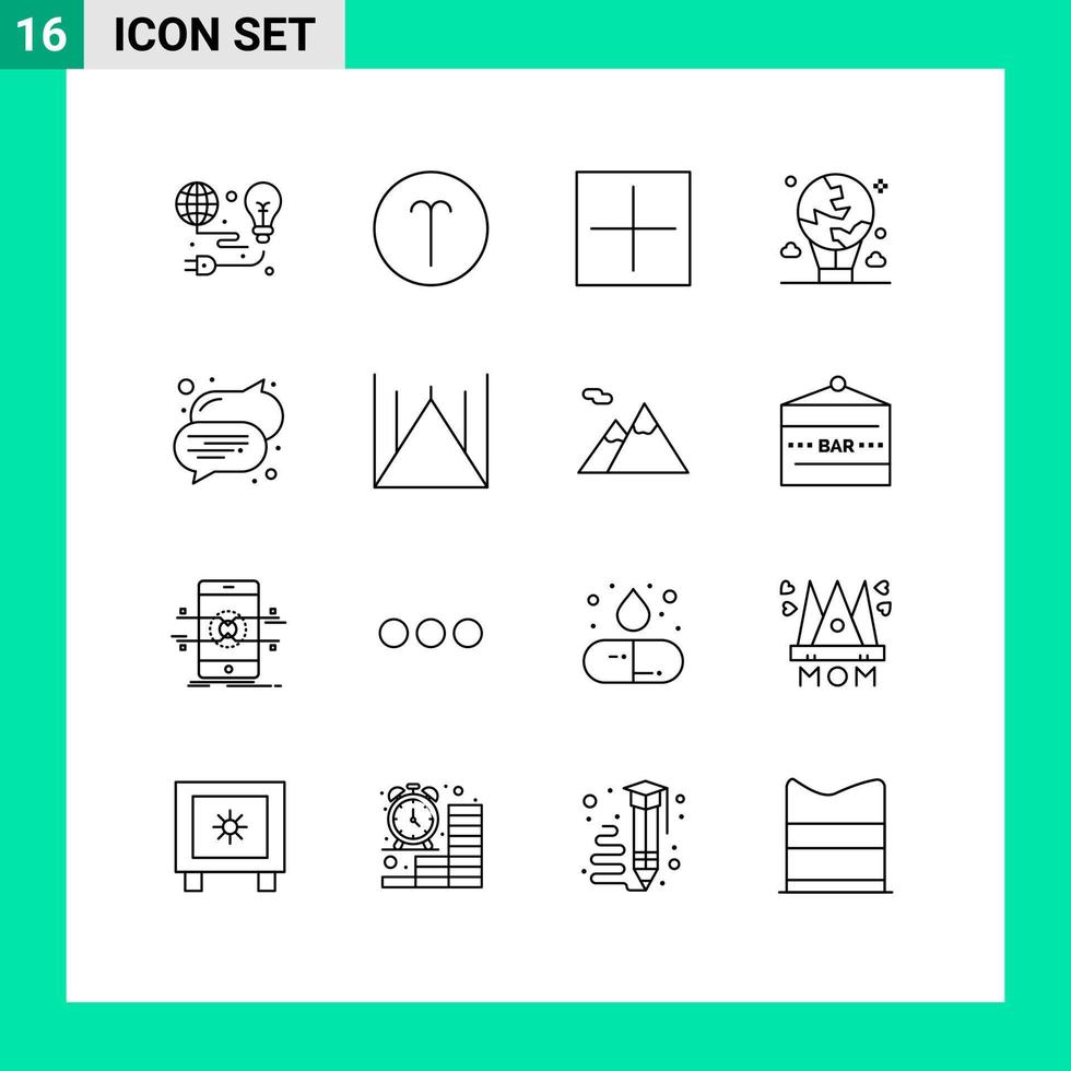 paquete de iconos de vectores de stock de 16 signos y símbolos de línea para globos de símbolos de moscas internacionales más elementos de diseño de vectores editables