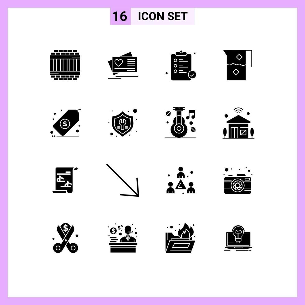 Modern Set of 16 Solid Glyphs and symbols such as business food hospital drink and Editable Vector Design Elements