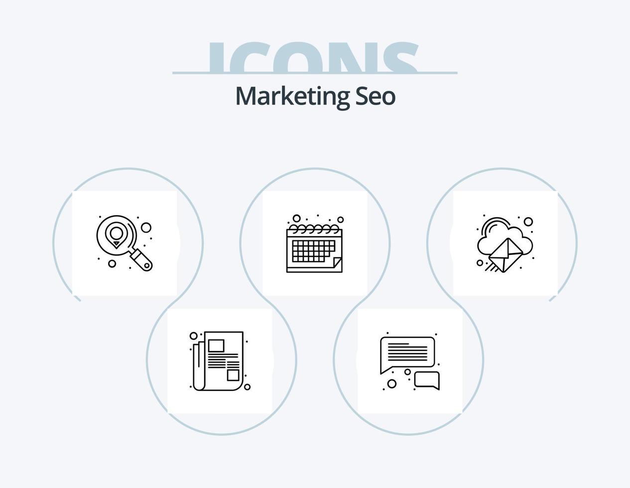 Marketing Seo Line Icon Pack 5 Icon Design. . list. communication. checkout. search vector