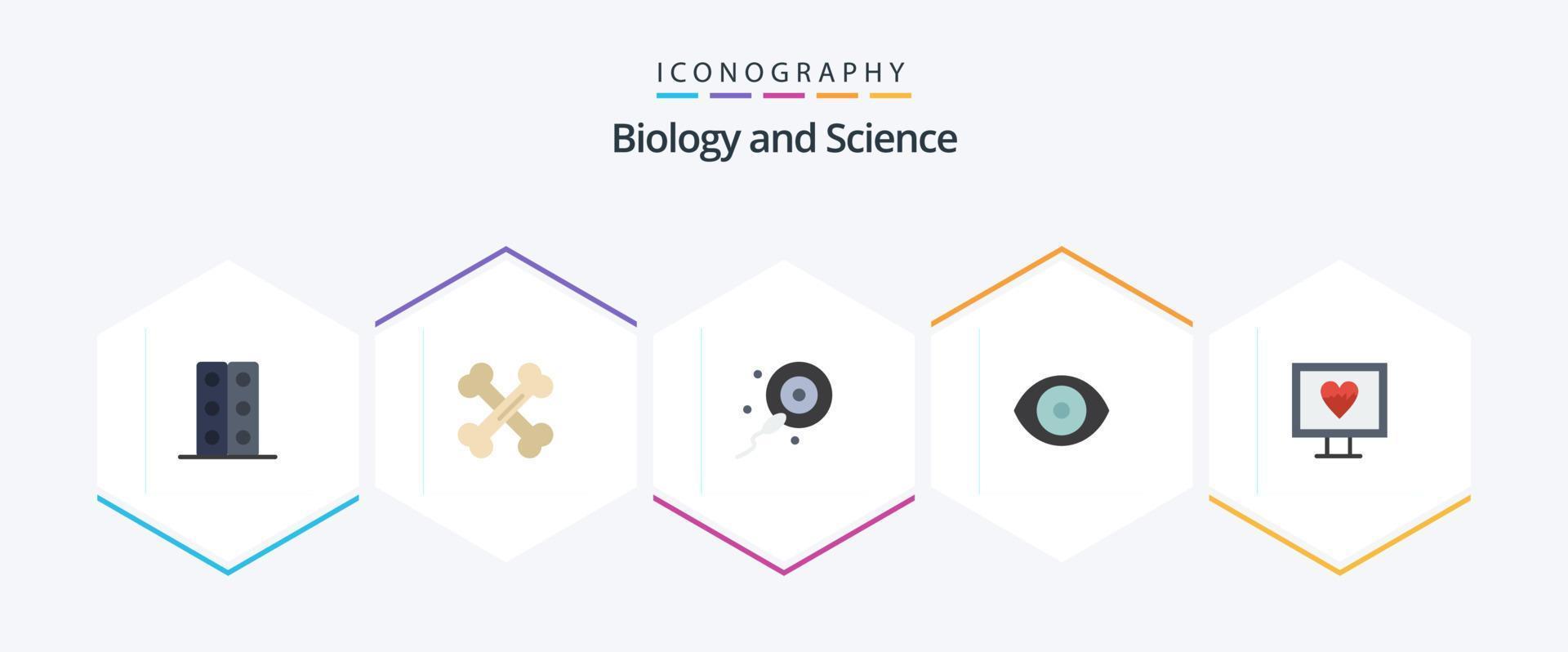 Biology 25 Flat icon pack including pulse. heart. fertilization. science. eye vector