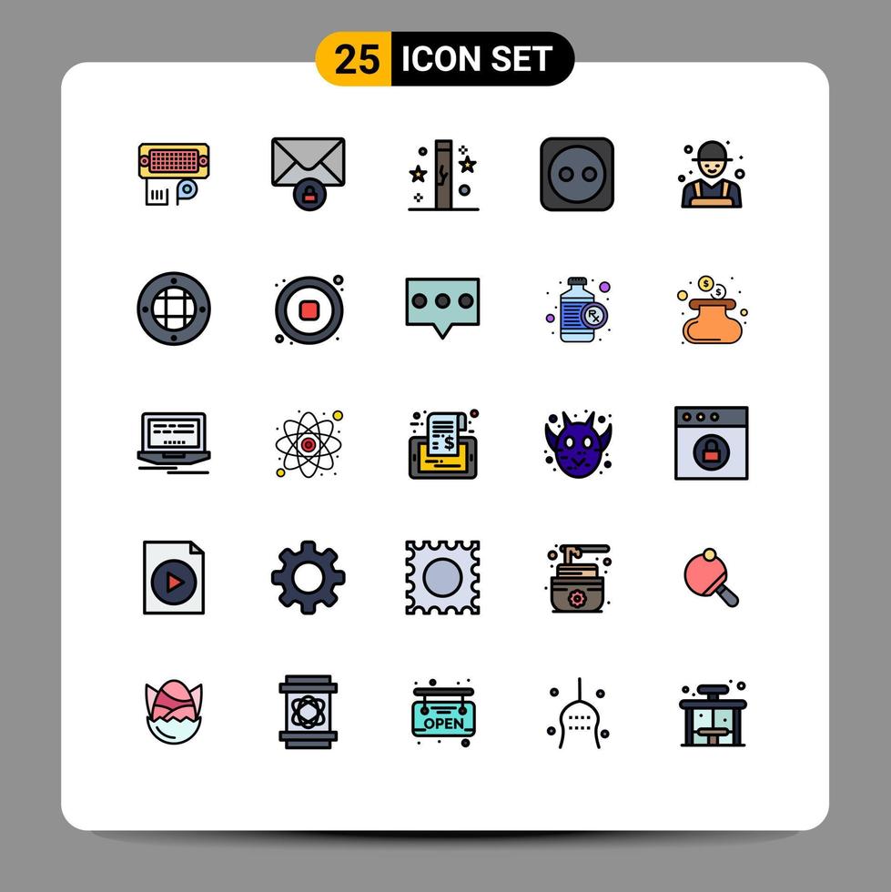 Modern Set of 25 Filled line Flat Colors Pictograph of farming farm day tools electricity Editable Vector Design Elements