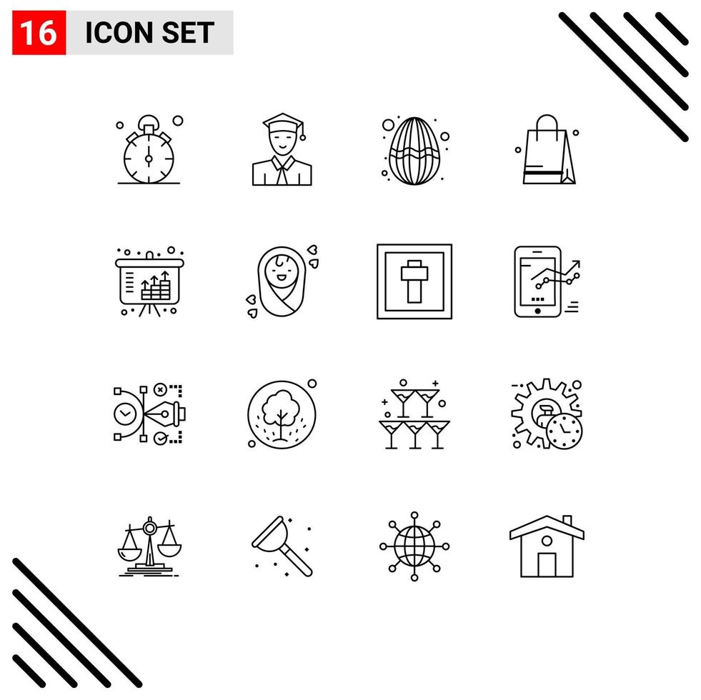 Stock Vector Icon Pack of 16 Line Signs and Symbols for growth shopping learning bed decoration Editable Vector Design Elements