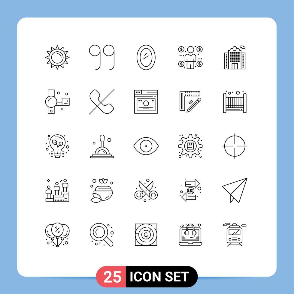 Mobile Interface Line Set of 25 Pictograms of house apartment home consumer buyer Editable Vector Design Elements