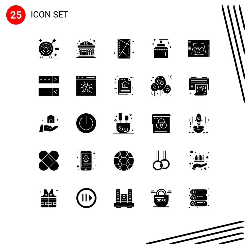25 User Interface Solid Glyph Pack of modern Signs and Symbols of product house money cleaning outline Editable Vector Design Elements