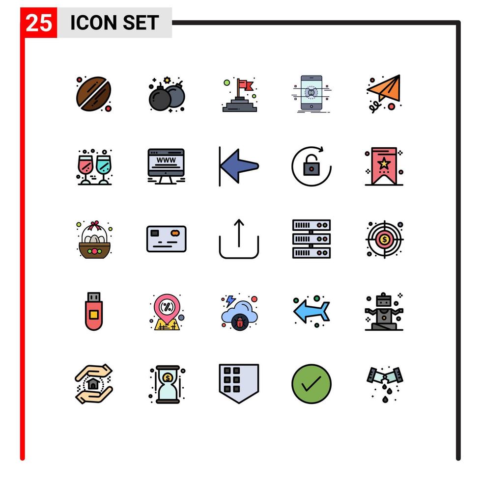 25 Creative Icons Modern Signs and Symbols of send email flag smartphone mobile Editable Vector Design Elements