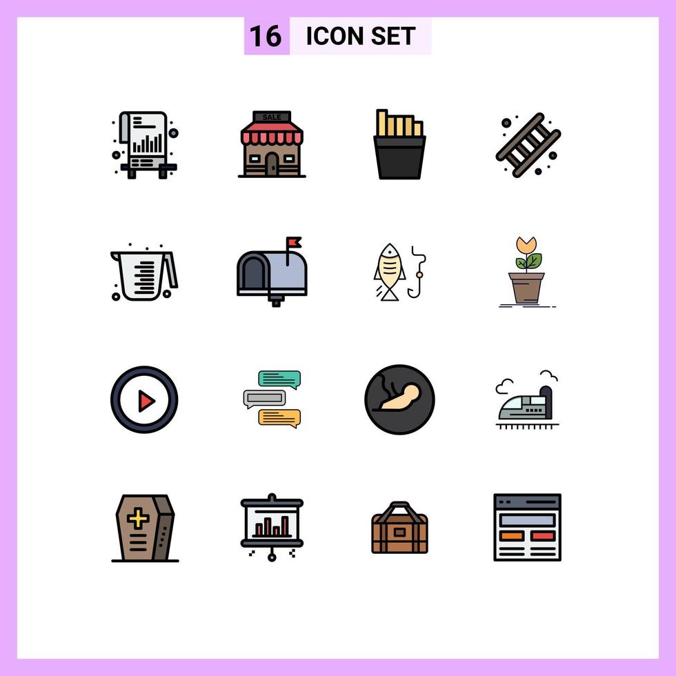 paquete de iconos de vectores de stock de 16 signos y símbolos de línea para hornear jarras trabajo de escalera francesa elementos de diseño de vectores creativos editables