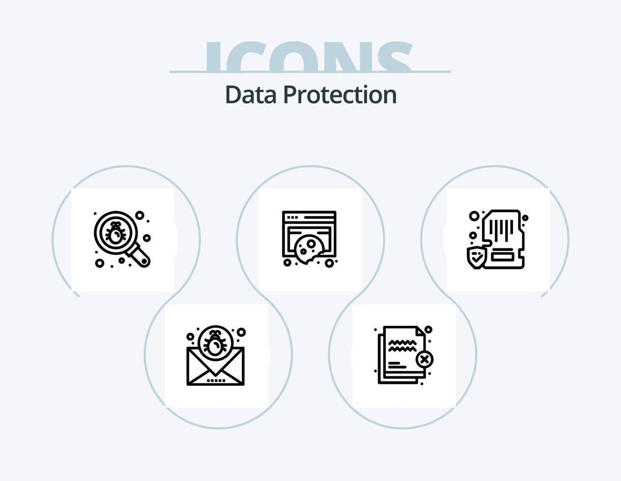 Data Protection Line Icon Pack 5 Icon Design. scan. security. mobile. mobile. usb vector