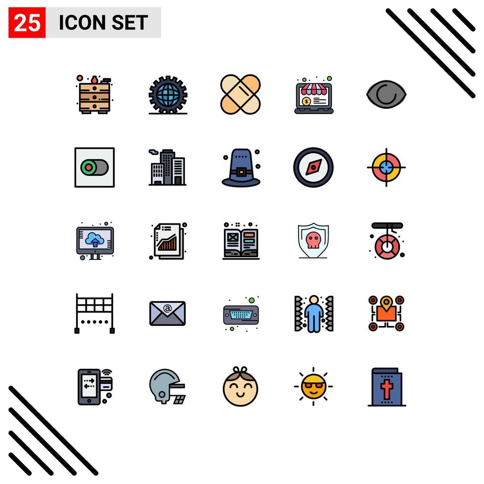 Set of 25 Modern UI Icons Symbols Signs for control human patch face online shop Editable Vector Design Elements