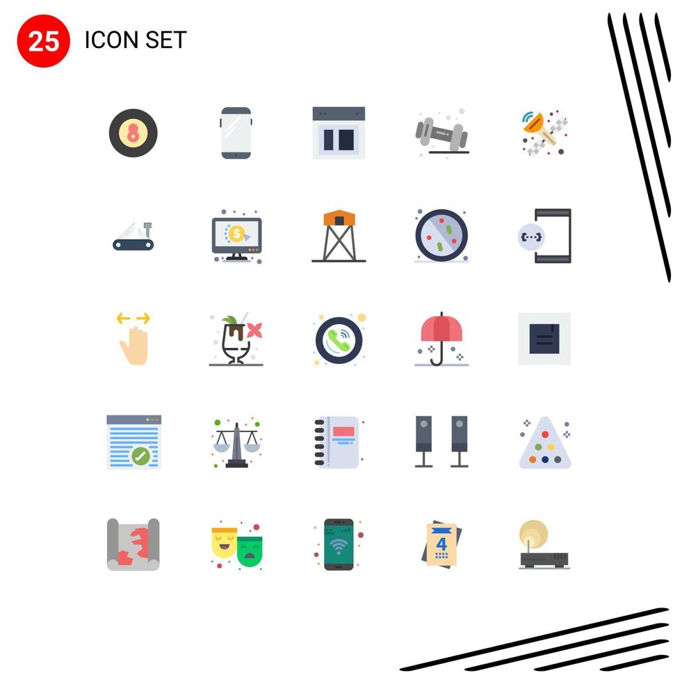 25 Thematic Vector Flat Colors and Editable Symbols of gym dumbbell samsung diet web Editable Vector Design Elements