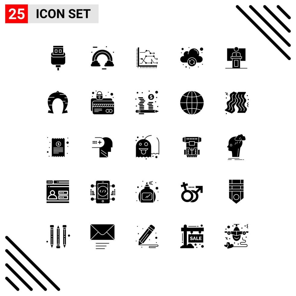 25 glifos sólidos vectoriales temáticos y símbolos editables de diagrama de tendencias irlandesas en la nube en línea elementos de diseño vectorial editables vector