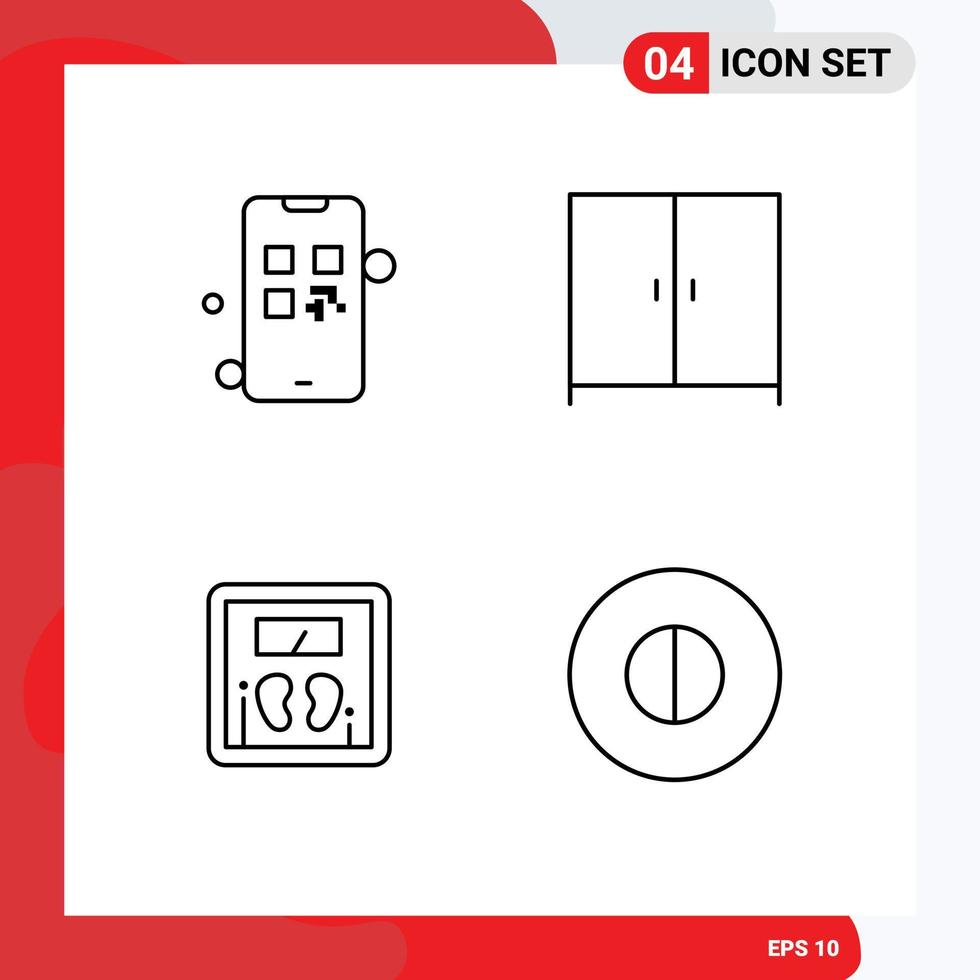 4 Universal Line Signs Symbols of growing weight pay wardrobe ancient Editable Vector Design Elements