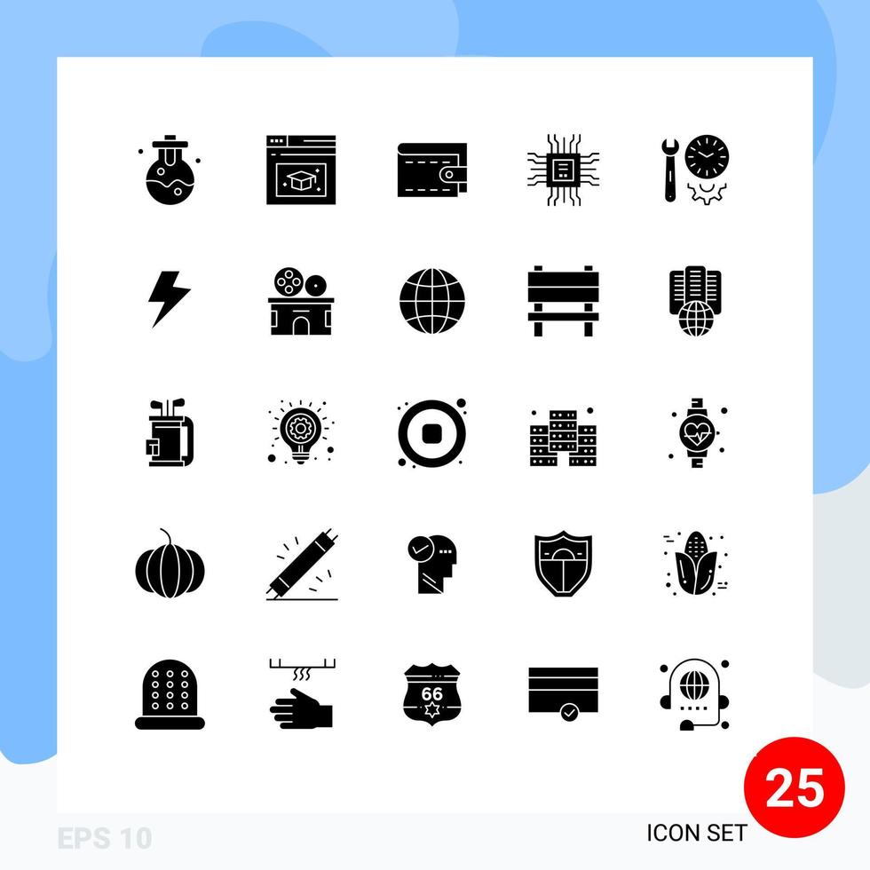 Stock Vector Icon Pack of 25 Line Signs and Symbols for tools preferences wallet options technology Editable Vector Design Elements