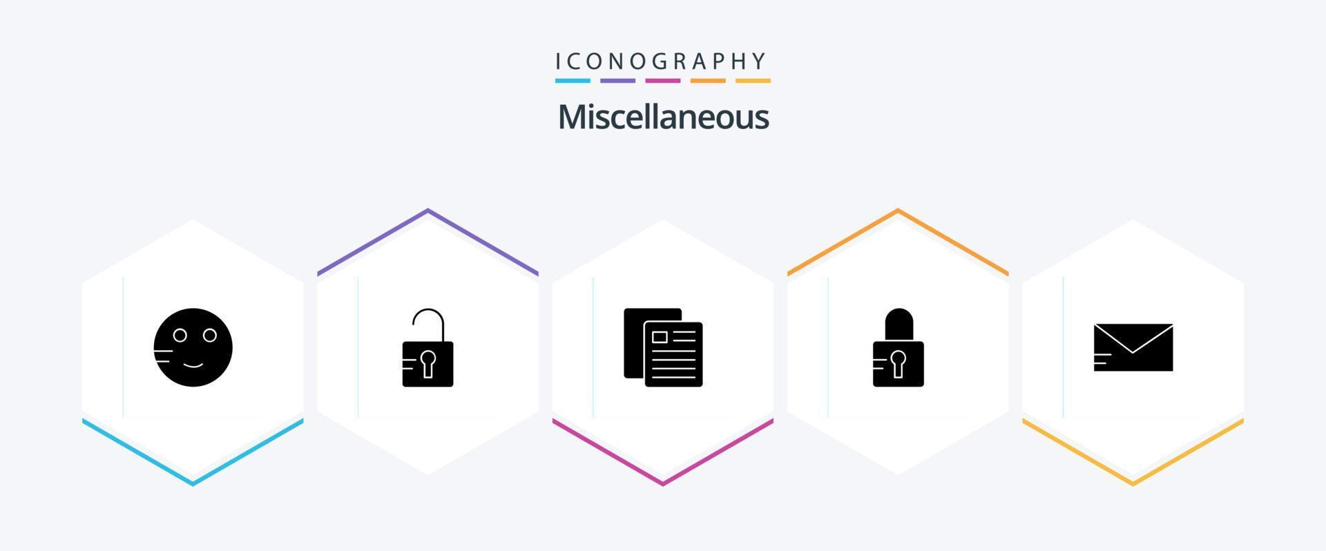 Miscellaneous 25 Glyph icon pack including . email. school. mail. locked vector