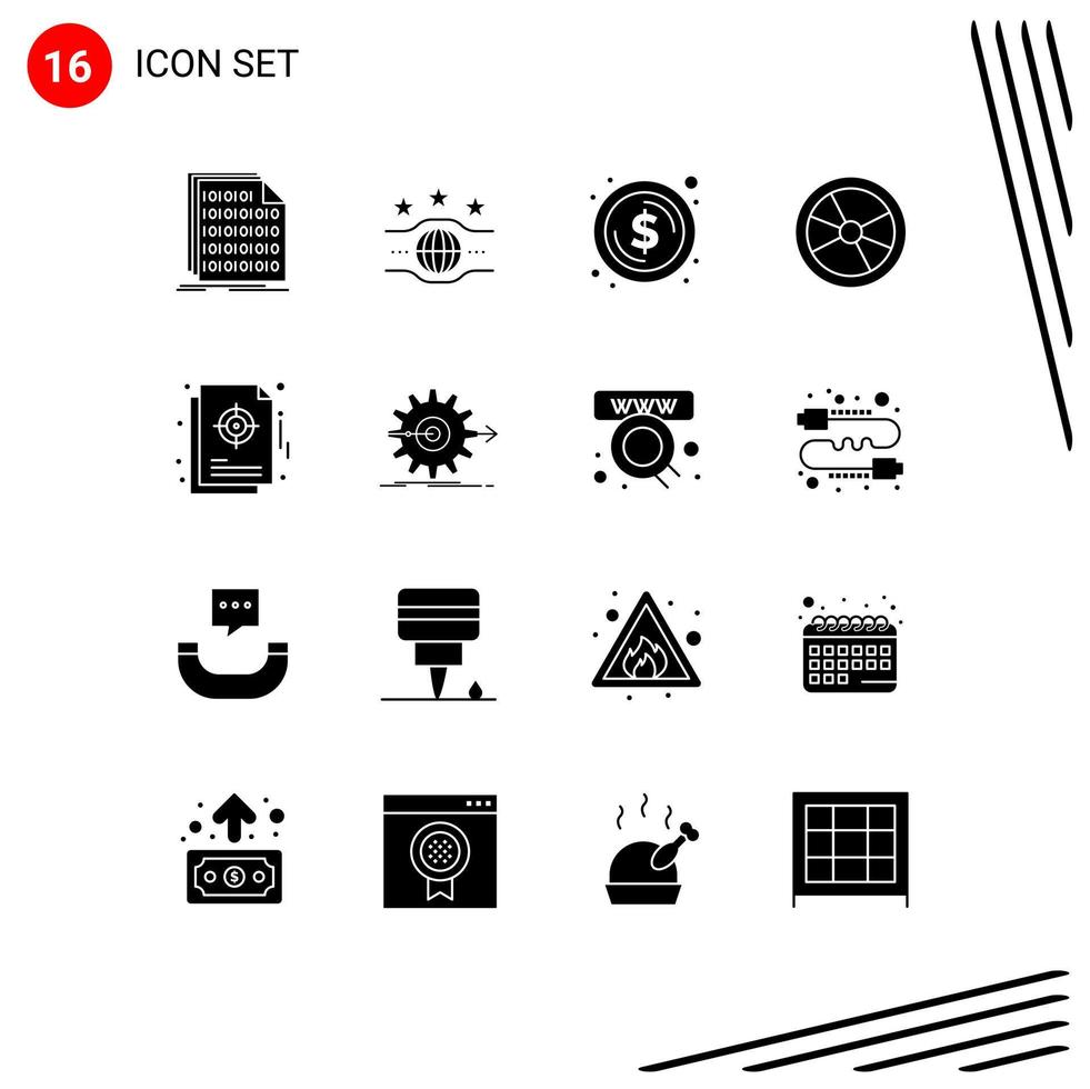 Universal Icon Symbols Group of 16 Modern Solid Glyphs of laboratory danger sport chemistry money Editable Vector Design Elements