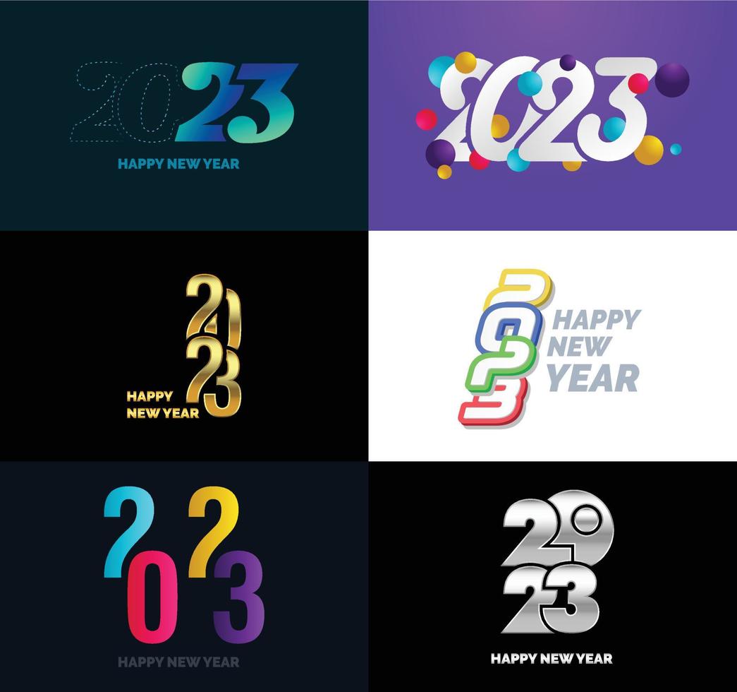 Big Collection of 2023 Happy New Year symbols Cover of business diary for 2023 with wishes vector