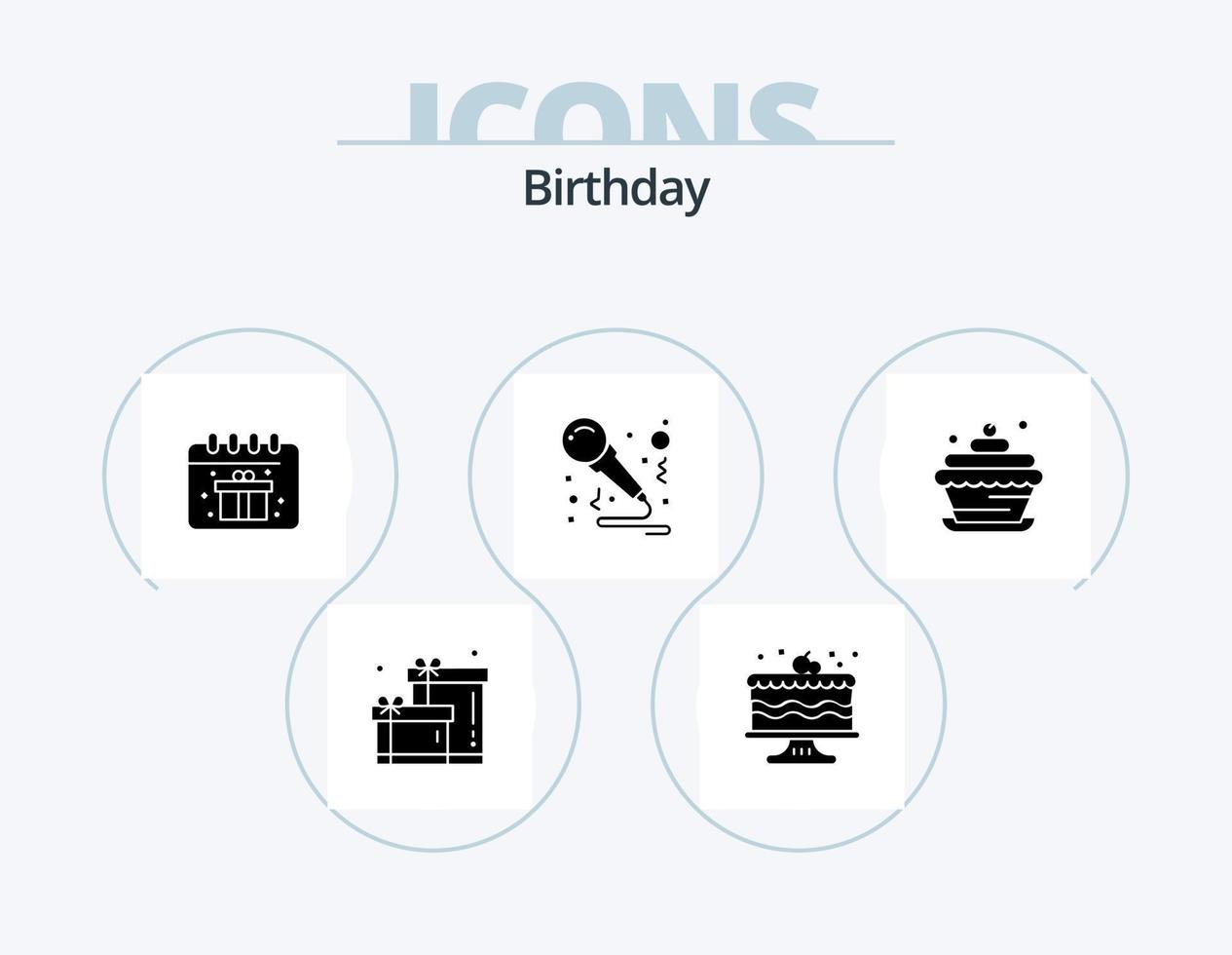 paquete de iconos de glifos de cumpleaños 5 diseño de iconos. comida de magdalenas. cumpleaños. calendario. panadería. fiesta vector