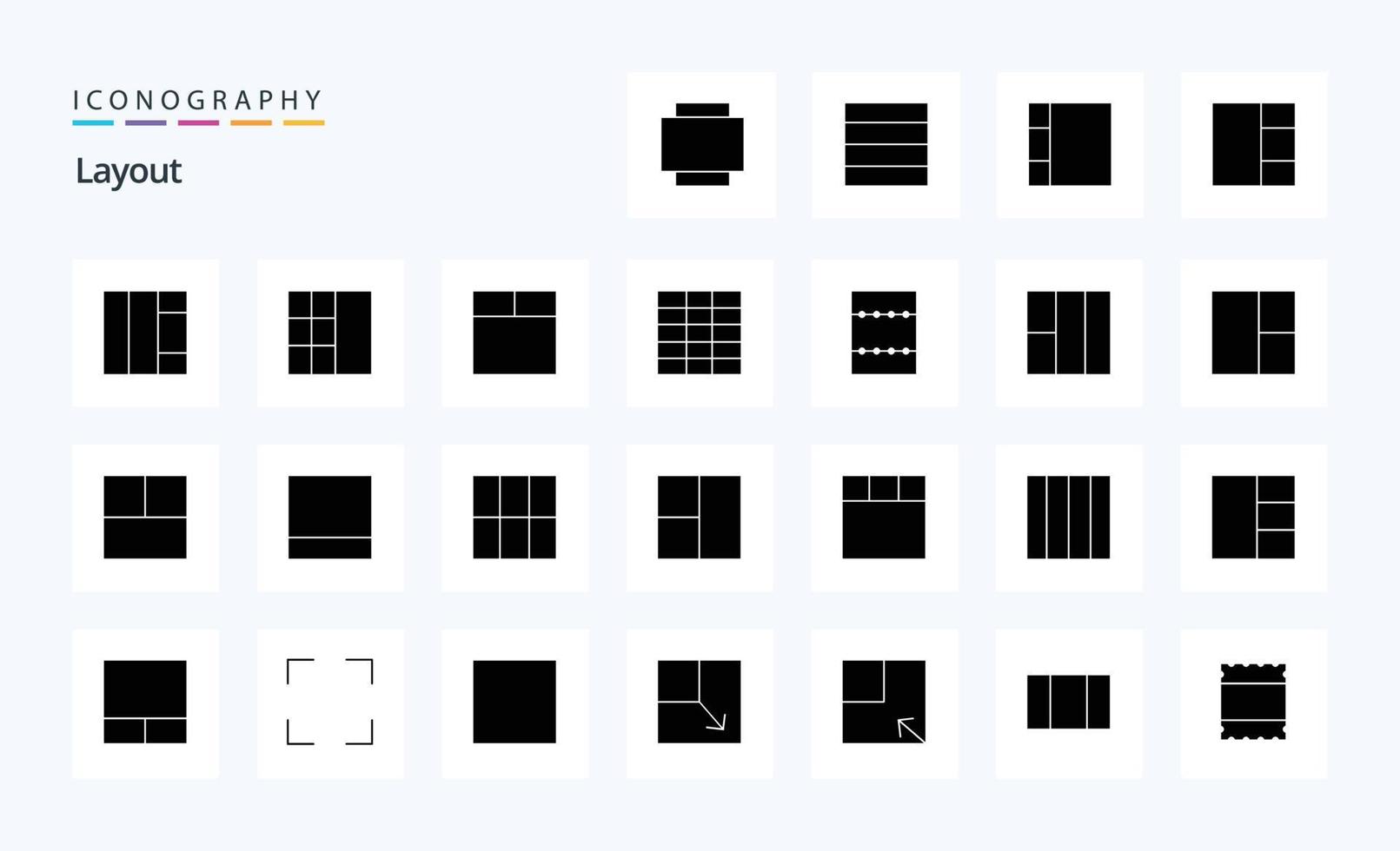 25 Layout Solid Glyph icon pack vector