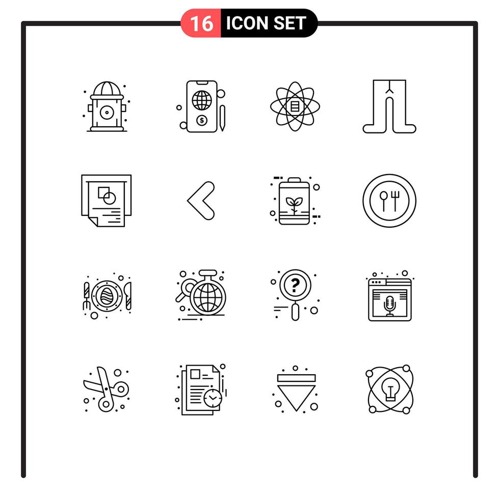 Set of 16 Commercial Outlines pack for arrow presentation data scince layout tights Editable Vector Design Elements