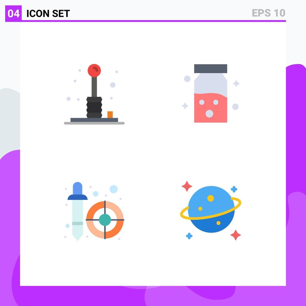 4 Universal Flat Icons Set for Web and Mobile Applications arcade color picker play health picker Editable Vector Design Elements