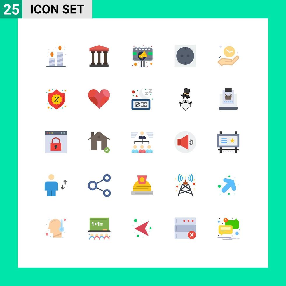 Set of 25 Modern UI Icons Symbols Signs for time hand advertisement clock electric Editable Vector Design Elements