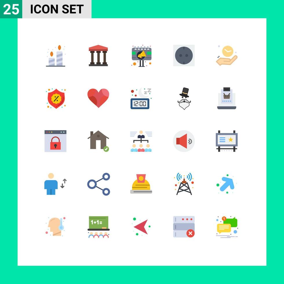 conjunto de 25 iconos modernos de la interfaz de usuario símbolos signos para el tiempo mano anuncio reloj eléctrico elementos de diseño vectorial editables vector