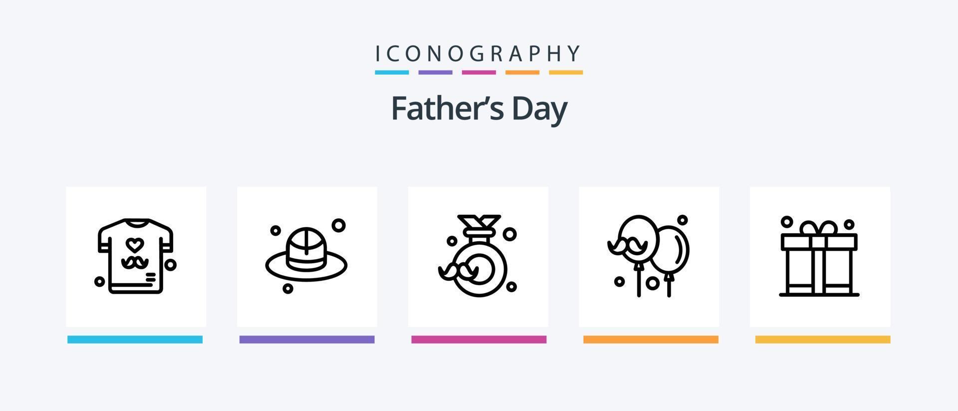 paquete de iconos de la línea 5 del día del padre que incluye a papá. padre. deseos. papá. dia del padre. diseño de iconos creativos vector