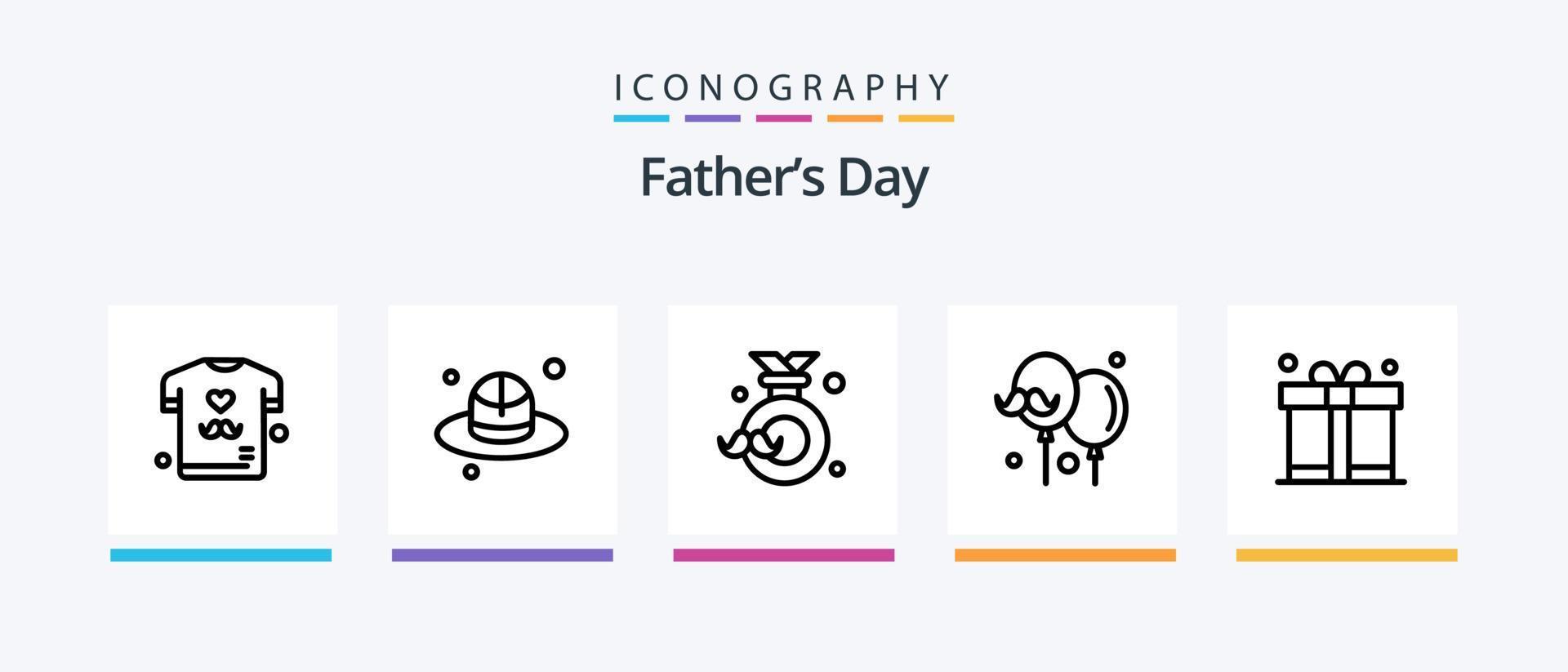 Fathers Day Line 5 Icon Pack Including dad. father. wishes. dad. fathers day. Creative Icons Design vector