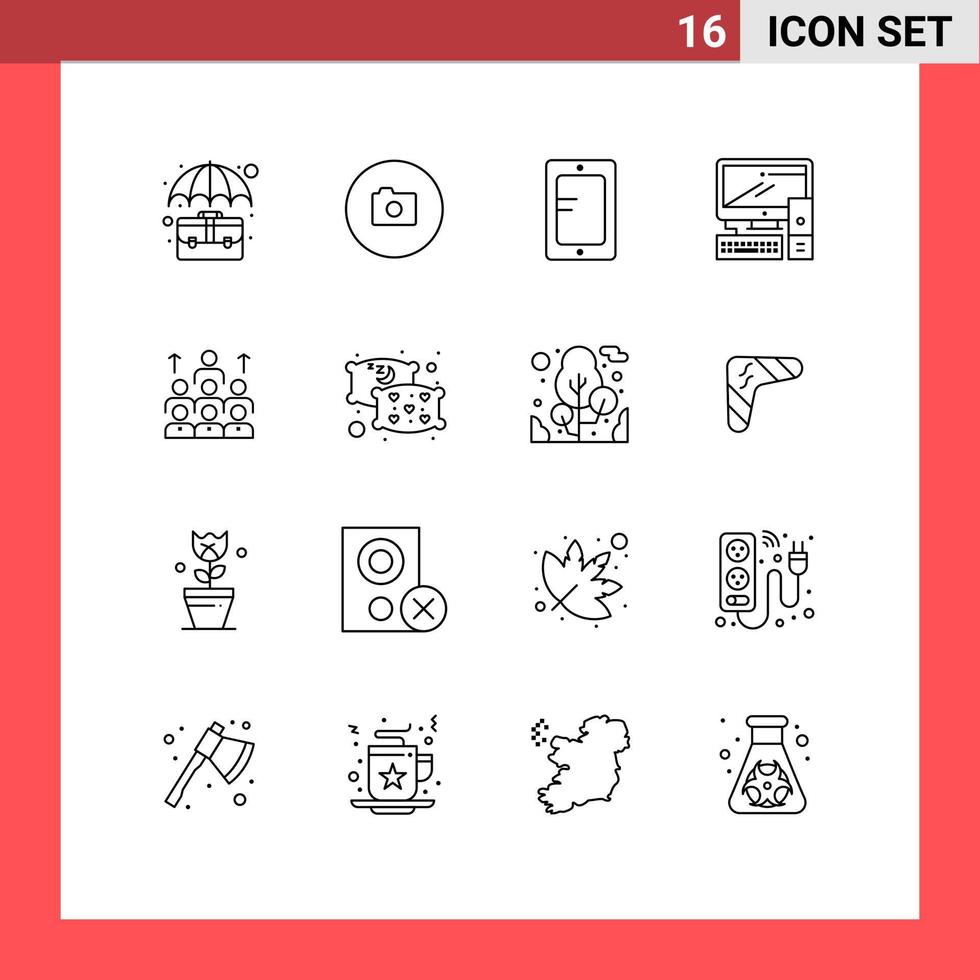 Outline Pack of 16 Universal Symbols of workforce office ui equipment school Editable Vector Design Elements