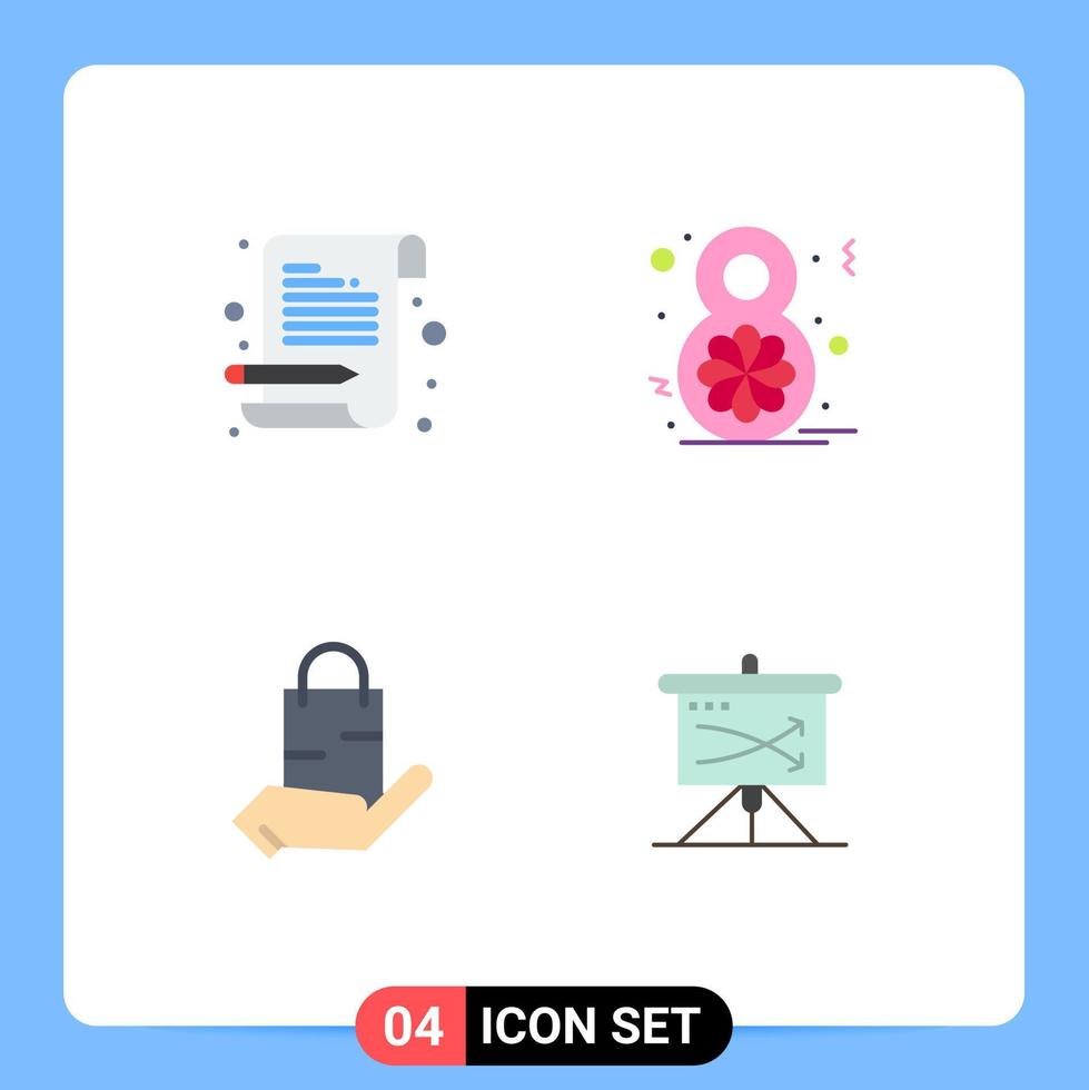 4 Thematic Vector Flat Icons and Editable Symbols of letter ecommerce scratch pad women day shop Editable Vector Design Elements