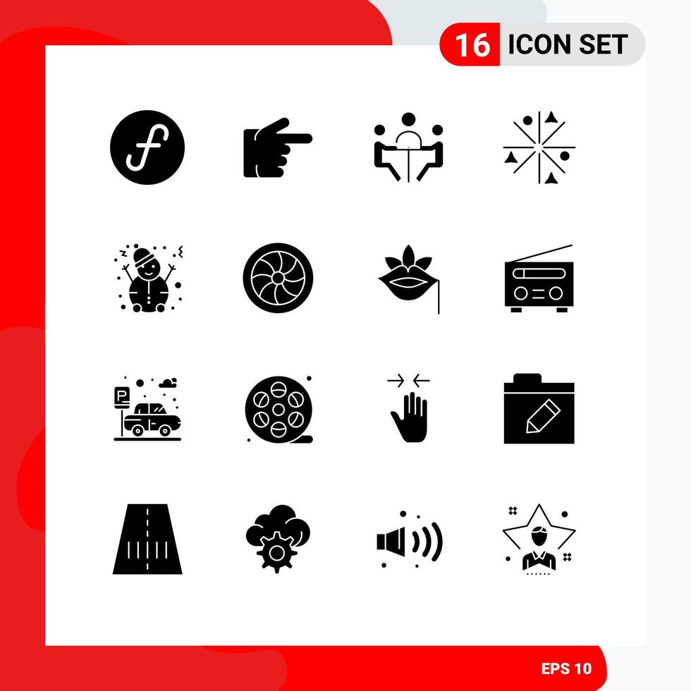 Modern Set of 16 Solid Glyphs and symbols such as snow works businessman stars achievement Editable Vector Design Elements