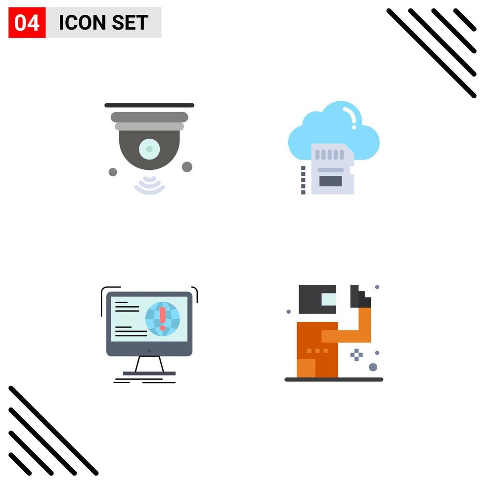 Pictogram Set of 4 Simple Flat Icons of camera archive iot card content Editable Vector Design Elements