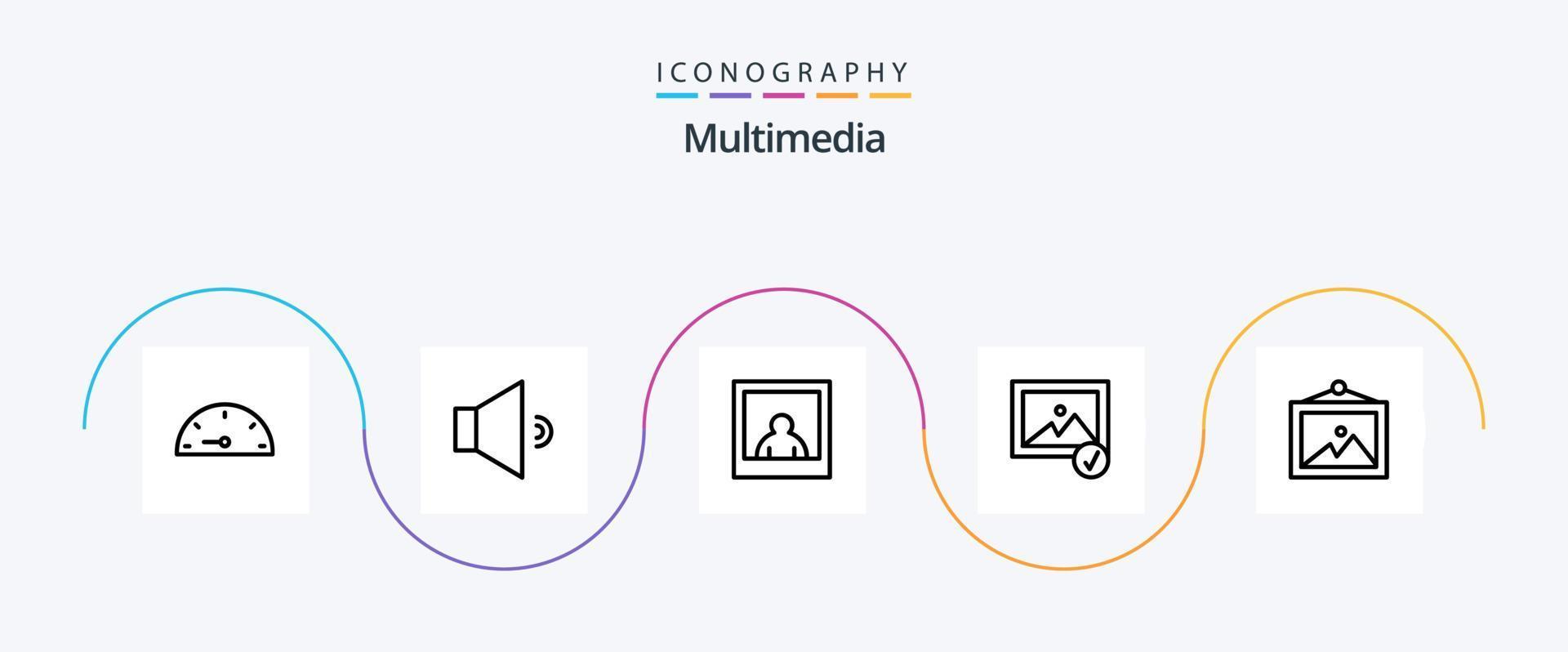 Multimedia Line 5 Icon Pack Including . image. picture vector