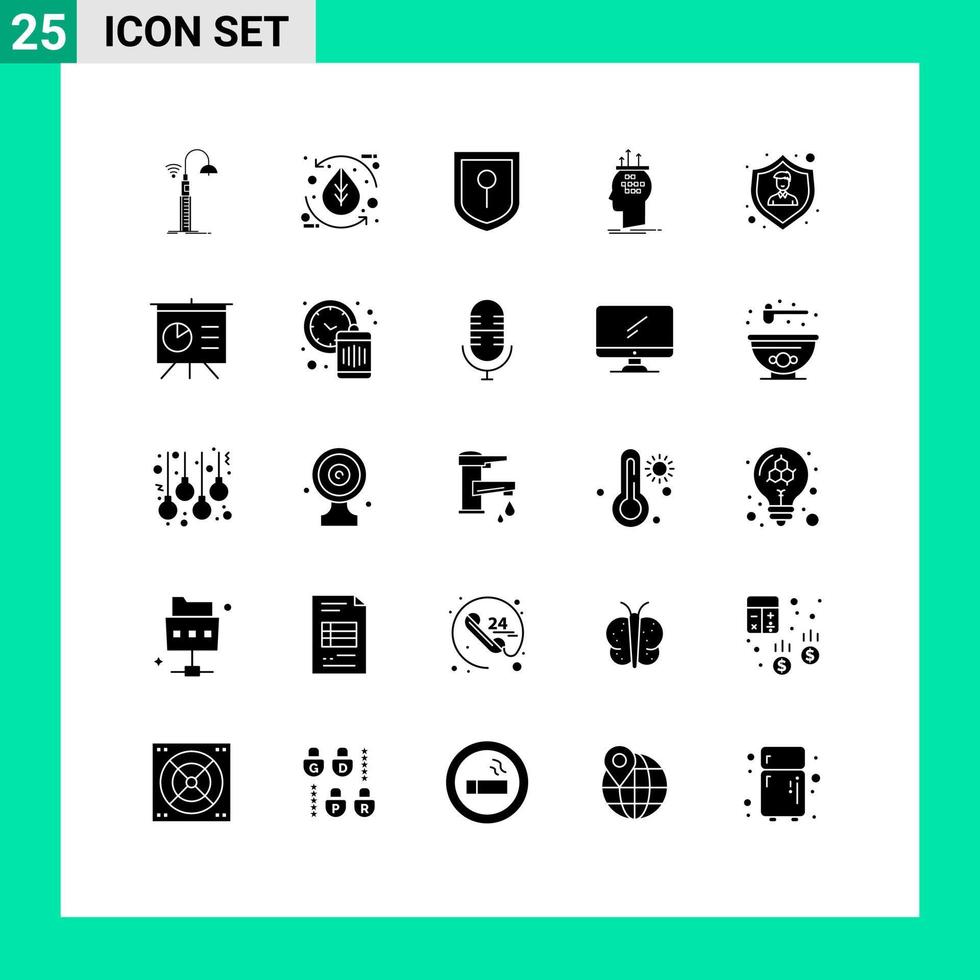 Group of 25 Solid Glyphs Signs and Symbols for insurance process leaf conclusion algorithm Editable Vector Design Elements
