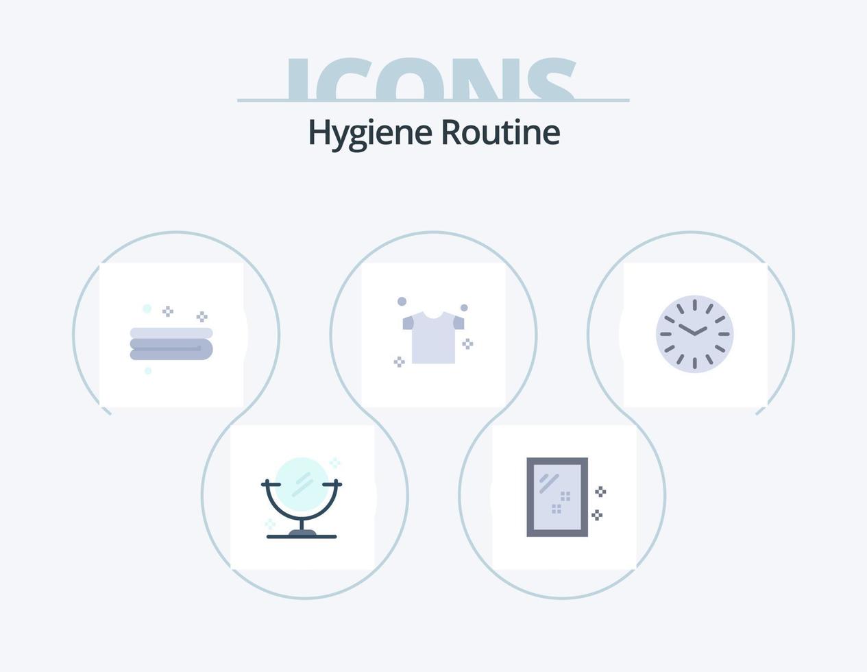 paquete de iconos planos de rutina de higiene 5 diseño de iconos. . limpieza. limpieza. reloj. camisa vector