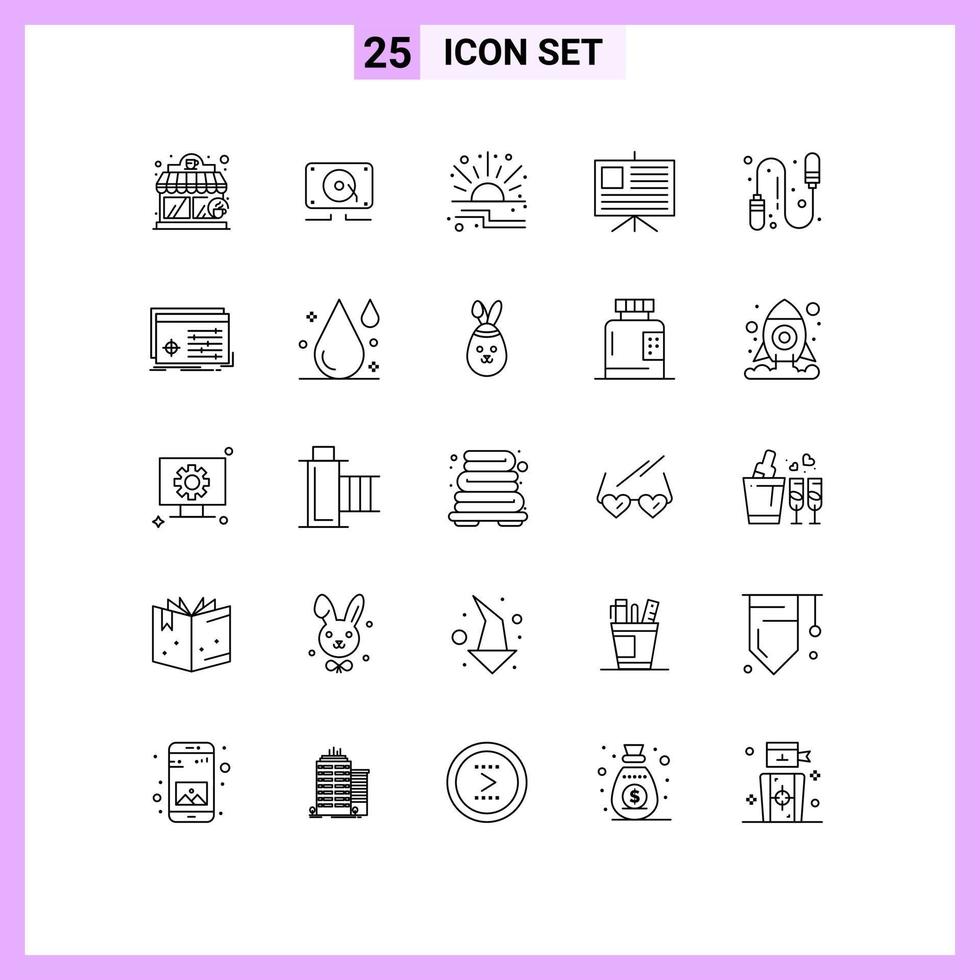 Universal Icon Symbols Group of 25 Modern Lines of file fitness offer exercise business Editable Vector Design Elements