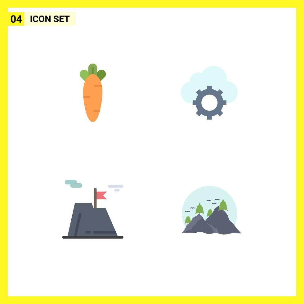 Flat Icon Pack of 4 Universal Symbols of carrot flag nature computing sucess Editable Vector Design Elements