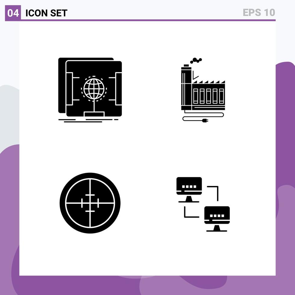 símbolos de iconos universales grupo de 4 glifos sólidos modernos de energía de escáner del ejército dimensional elementos de diseño de vectores editables militares