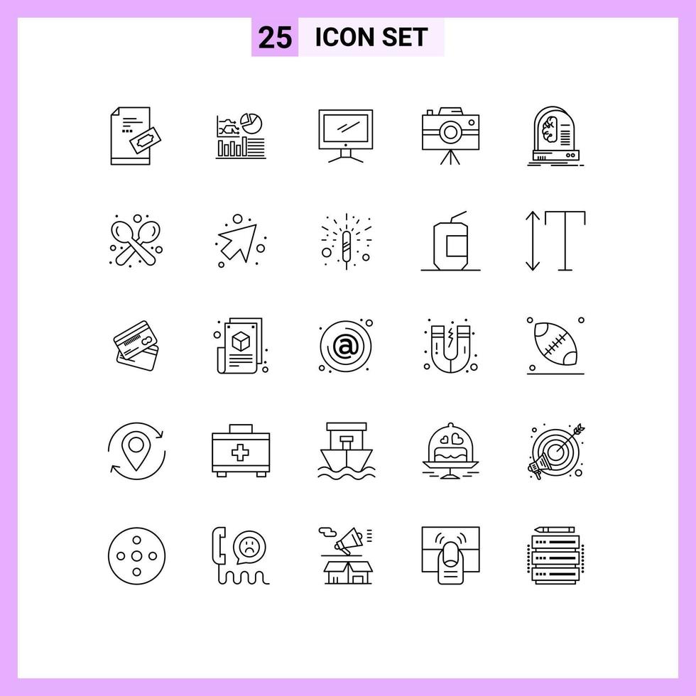 25 Thematic Vector Lines and Editable Symbols of professional camera handycam business camcorder imac Editable Vector Design Elements