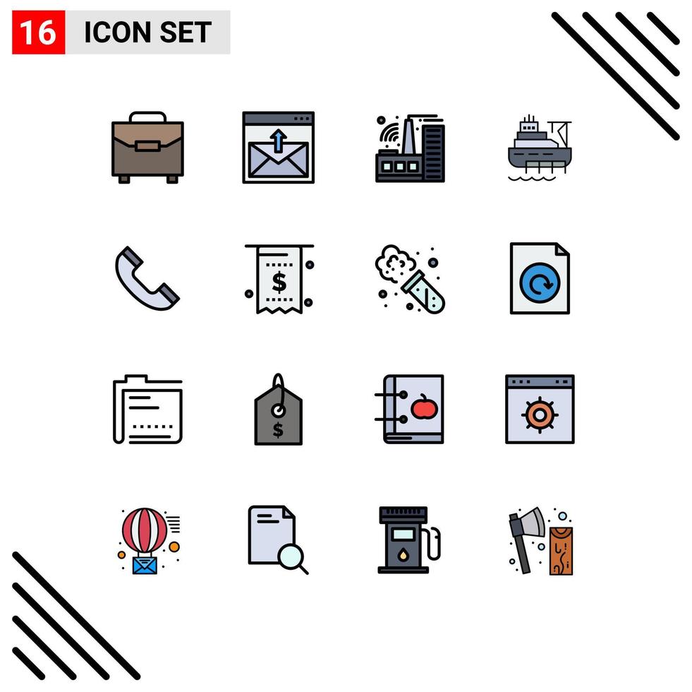Set of 16 Modern UI Icons Symbols Signs for phone construction mail cargo ship Editable Creative Vector Design Elements