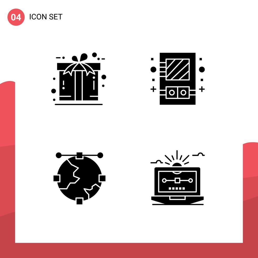 4 Creative Icons Modern Signs and Symbols of ecommerce design present mirror globe Editable Vector Design Elements