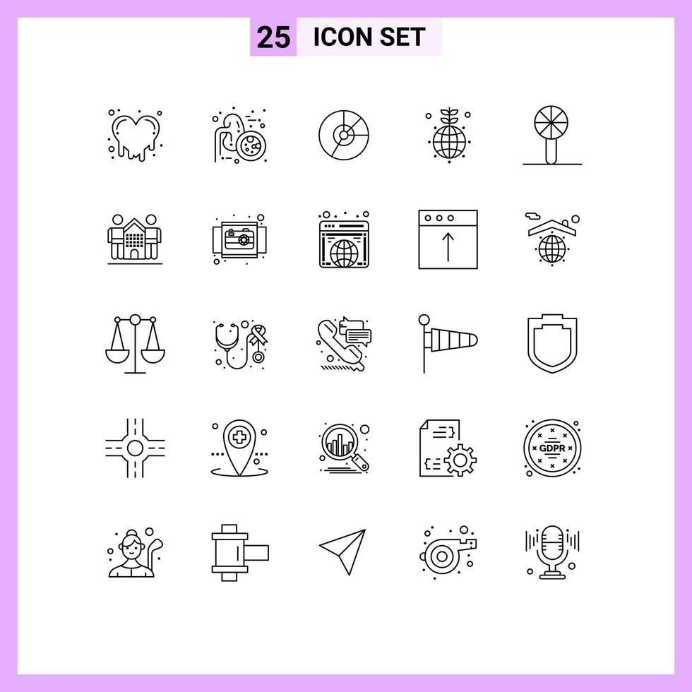 Universal Icon Symbols Group of 25 Modern Lines of green globe business earth graph Editable Vector Design Elements