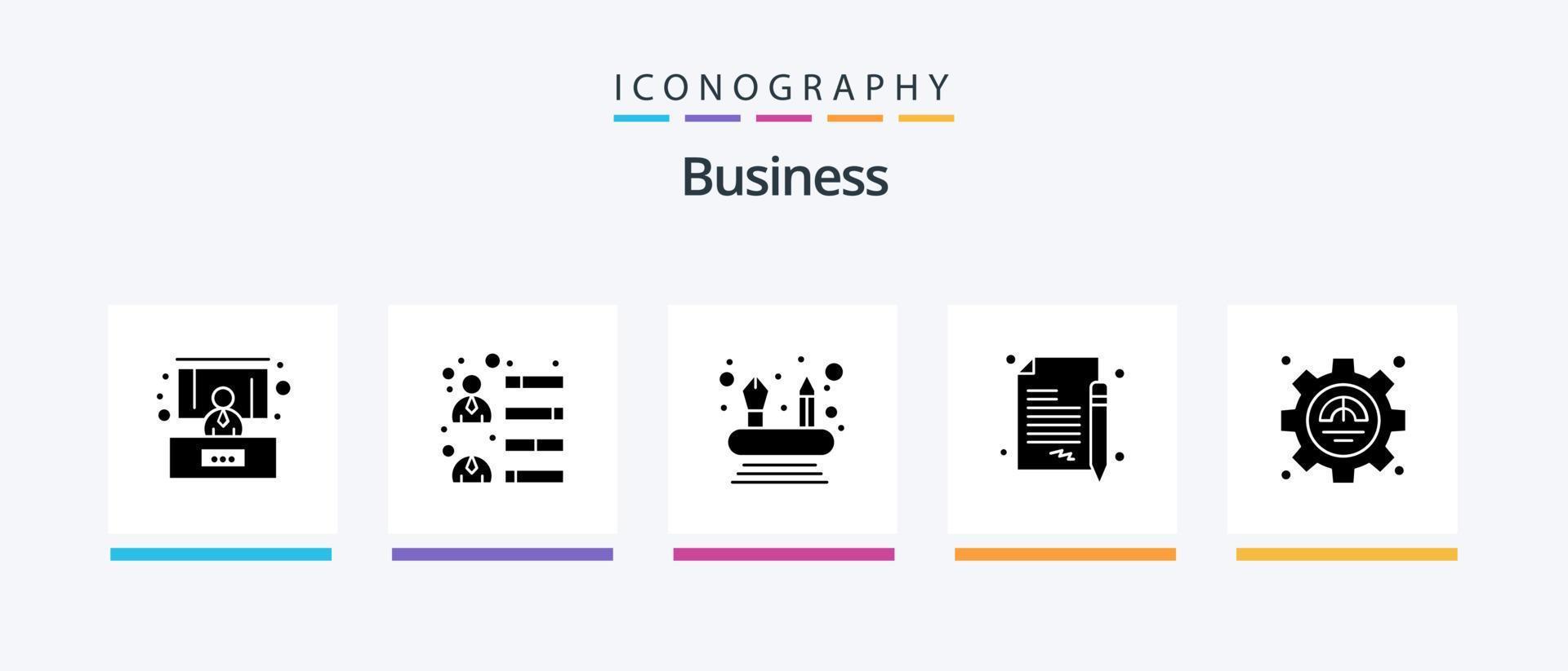 paquete de iconos de glifo empresarial 5 que incluye productividad. excelencia. competencias eficiencia. contrato. diseño de iconos creativos vector