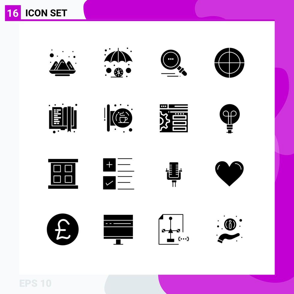 Stock Vector Icon Pack of 16 Line Signs and Symbols for education e book find book military Editable Vector Design Elements