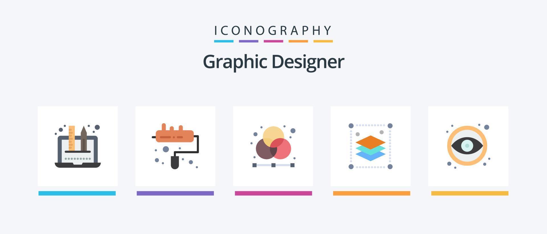 paquete de iconos planos de diseñador gráfico 5 que incluye ojo. varios diseño. capas. copiar capas. diseño de iconos creativos vector