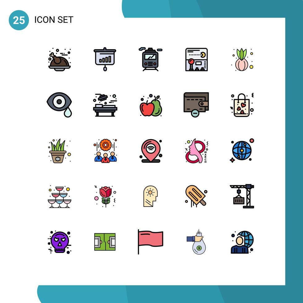 paquete de iconos de vector de stock de 25 signos y símbolos de línea para gráficos de juego de cebolla diversión joystick elementos de diseño de vector editables