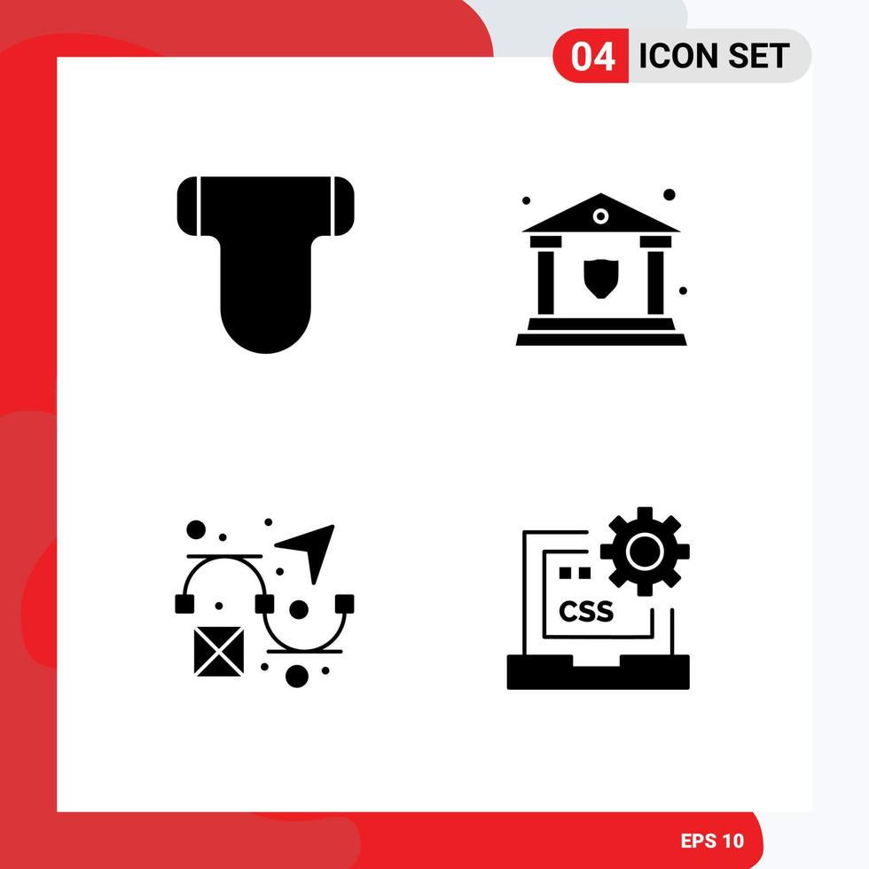 Group of 4 Modern Solid Glyphs Set for baby creativity pampers security code Editable Vector Design Elements