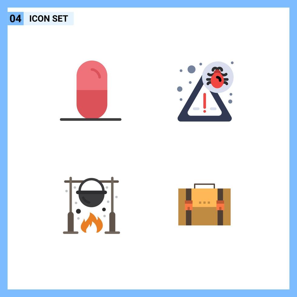4 Universal Flat Icons Set for Web and Mobile Applications dope picnic tablets virus cooking Editable Vector Design Elements