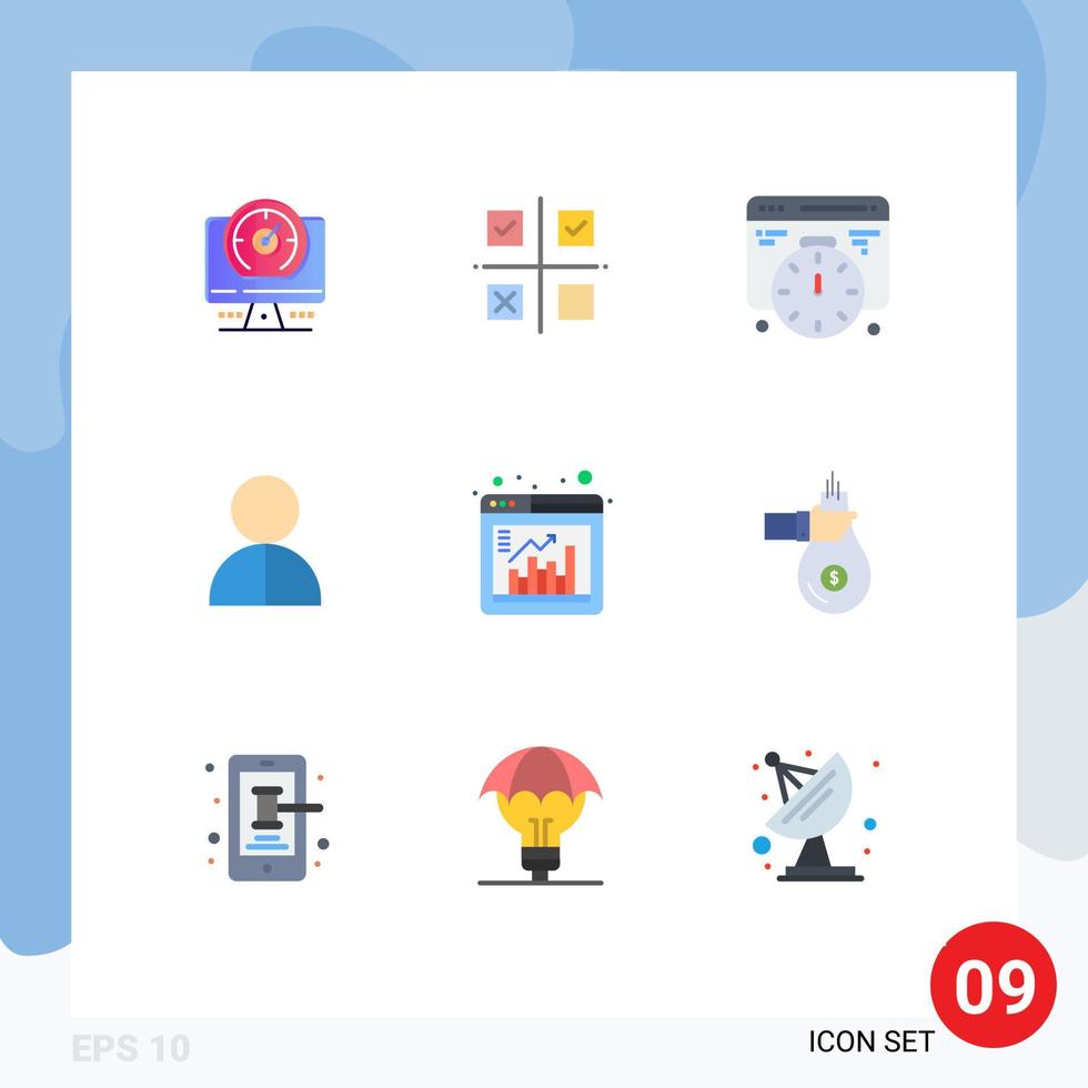 Set of 9 Vector Flat Colors on Grid for window profile production impersonation avatar Editable Vector Design Elements