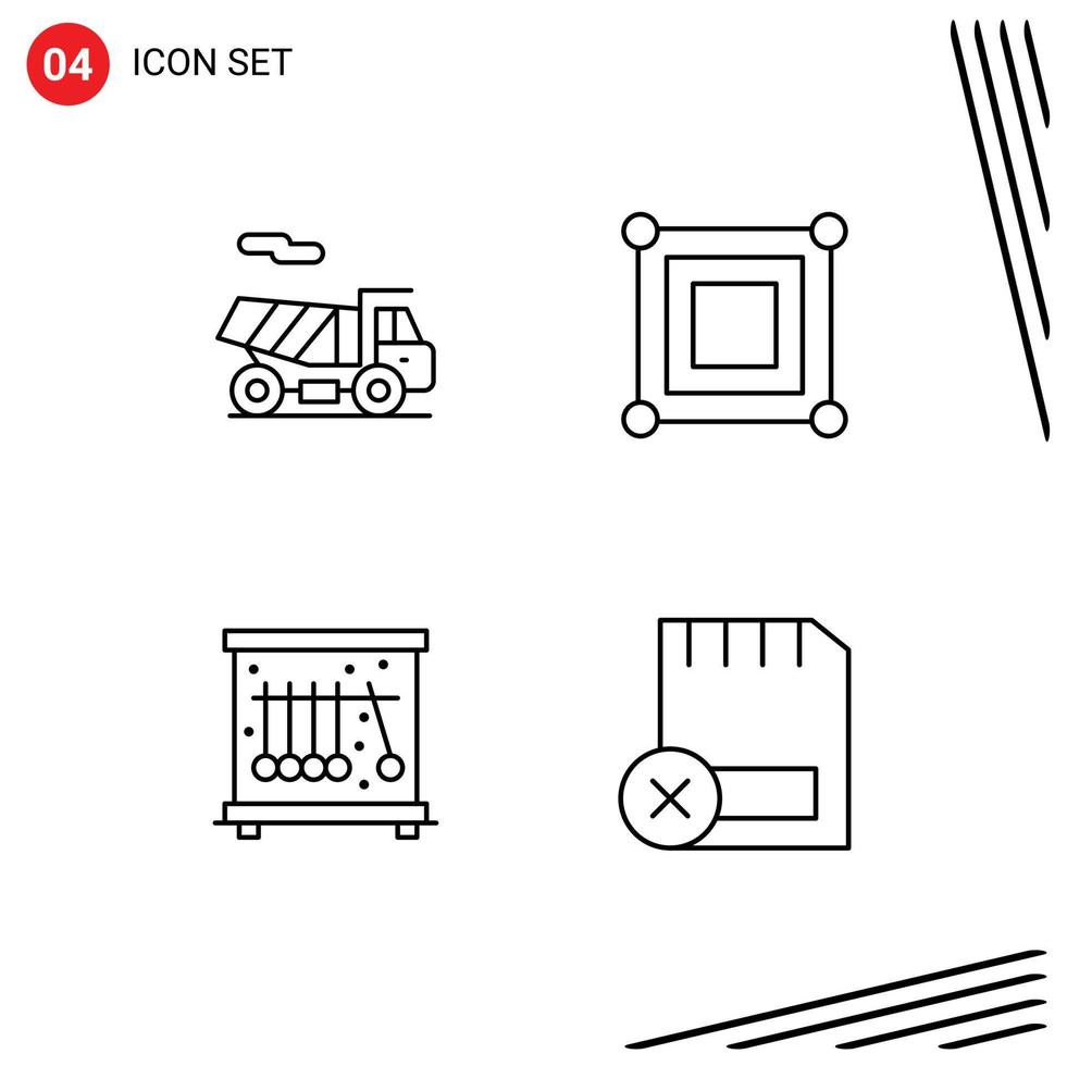 4 Universal Line Signs Symbols of bike science board box computers Editable Vector Design Elements