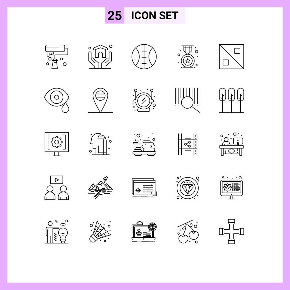 25 User Interface Line Pack of modern Signs and Symbols of biology design baseball cross education Editable Vector Design Elements